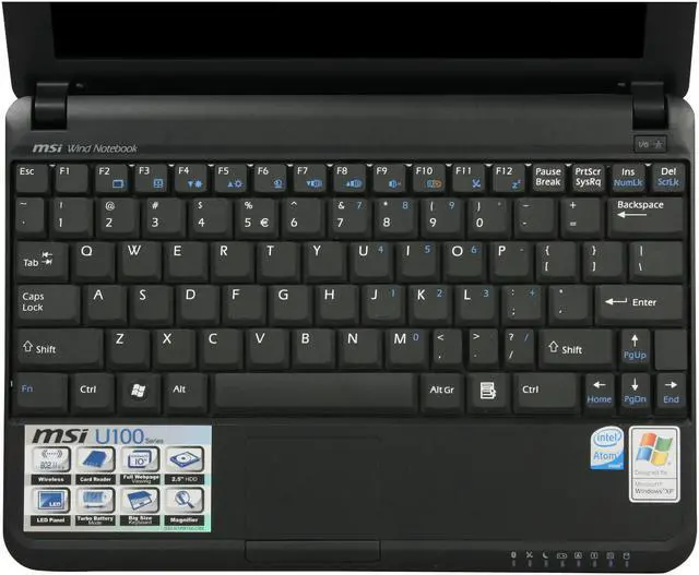 Alt view image 10 of 17 - MSI Wind U100-420US Black Intel Atom N270(1.60 GHz) 10.0" WSVGA 1GB Memory 120GB HDD Netbook