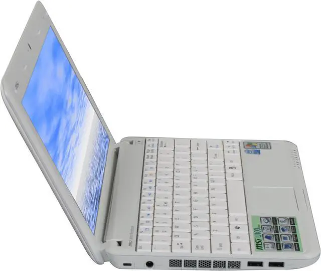 Alt view image 6 of 15 - MSI Wind U100-411US White Intel Atom N270(1.60 GHz) 10.0" WSVGA 1GB Memory 120GB HDD Netbook