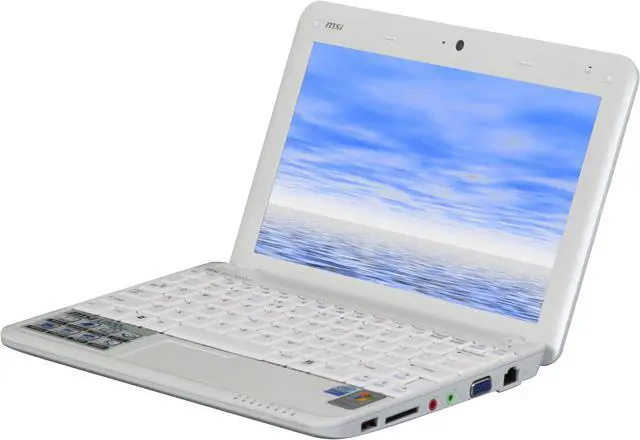 Alt view image 2 of 12 - MSI Wind U100-451US White Intel Atom N270(1.60 GHz) 10.0" WSVGA 1GB Memory 160GB HDD Netbook