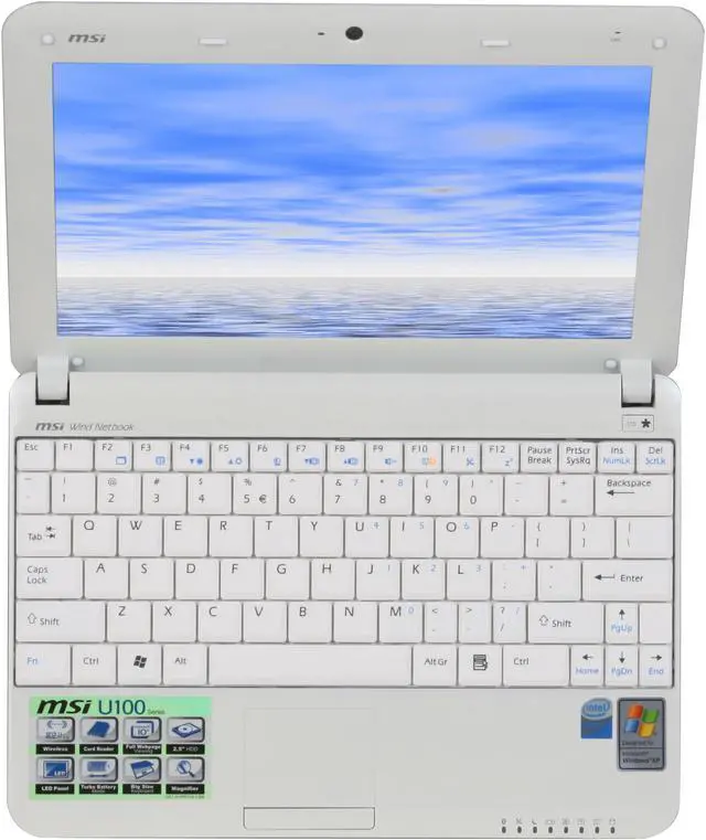 Alt view image 7 of 12 - MSI Wind U100-451US White Intel Atom N270(1.60 GHz) 10.0" WSVGA 1GB Memory 160GB HDD Netbook