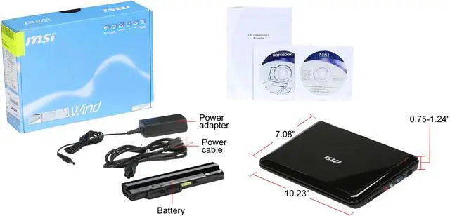 Alt view image 8 of 8 - MSI Wind U100-641US Black Intel Atom N270(1.60 GHz) 10.0" WSVGA 1GB Memory 160GB HDD Netbook