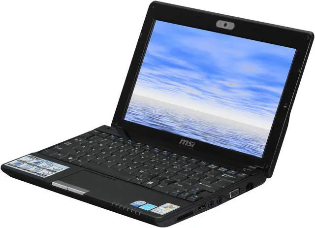 Alt view image 2 of 12 - MSI Wind U123-001US Intel Atom N280(1.66 GHz) 10.2" WSVGA 1GB Memory 160GB HDD Netbook