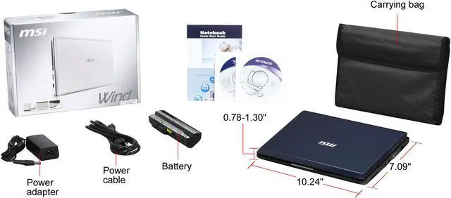 Alt view image 12 of 12 - MSI Wind U123-001US Intel Atom N280(1.66 GHz) 10.2" WSVGA 1GB Memory 160GB HDD Netbook