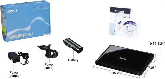 Alt view image 8 of 8 - MSI Wind U100-843US Black Intel Atom N270(1.60 GHz) 10.0" WSVGA 1GB Memory 160GB HDD Netbook