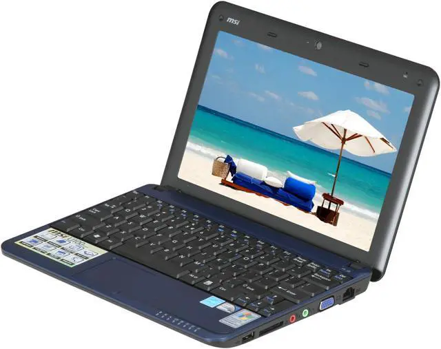 Alt view image 2 of 8 - MSI Wind U100-013US Silver Blue Intel Atom N270(1.60 GHz) 10.0" WSVGA 1GB Memory 160GB HDD Netbook