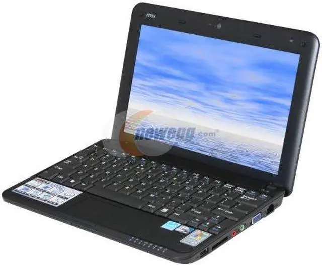 Main image of MSI Wind U100-876US Black Intel Atom N270(1.60 GHz) 10.0" WSVGA 1GB Memory 160GB HDD Netbook