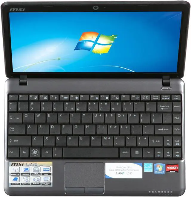 Alt view image 6 of 8 - MSI Wind12 U230-040US AMD Athlon Neo X2 L335(1.60 GHz) 12.1" WXGA 2GB Memory 320GB HDD Netbook