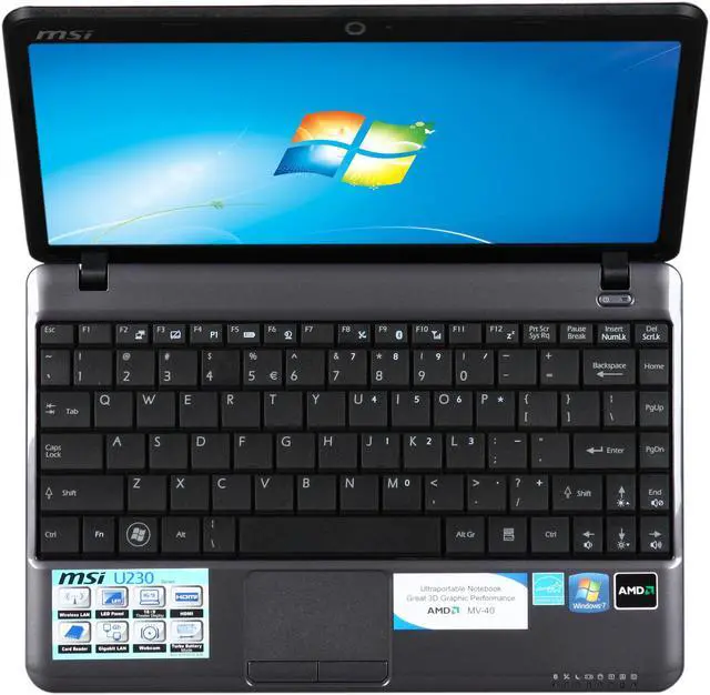 Alt view image 6 of 8 - MSI Wind12 U230-033US AMD Athlon Neo MV-40(1.60 GHz) 12.1" WXGA 2GB Memory 250GB HDD Netbook