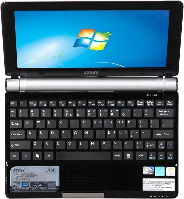 Alt view image 6 of 8 - MSI Wind U160-006US Black Intel Atom N450(1.66 GHz) 10.0" WSVGA 1GB Memory 250GB HDD Netbook
