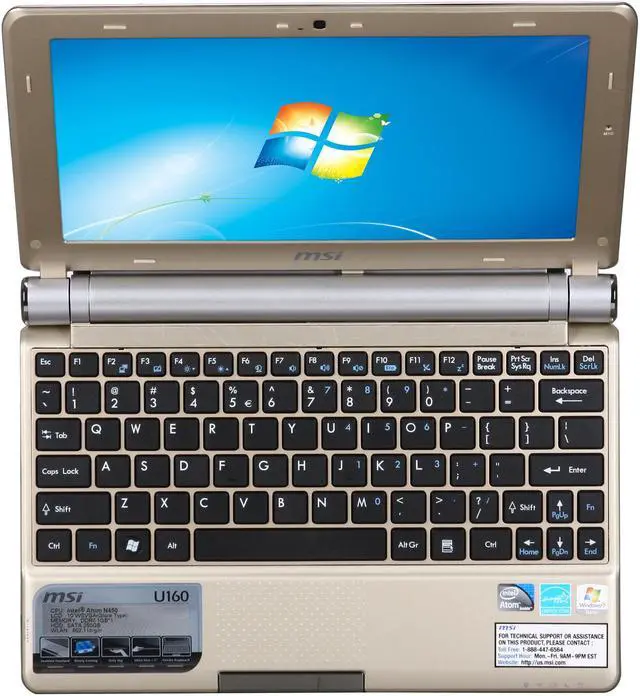 Alt view image 6 of 8 - MSI Wind U160-007US Gold Intel Atom N450(1.66 GHz) 10.0" WSVGA 1GB Memory 250GB HDD Netbook