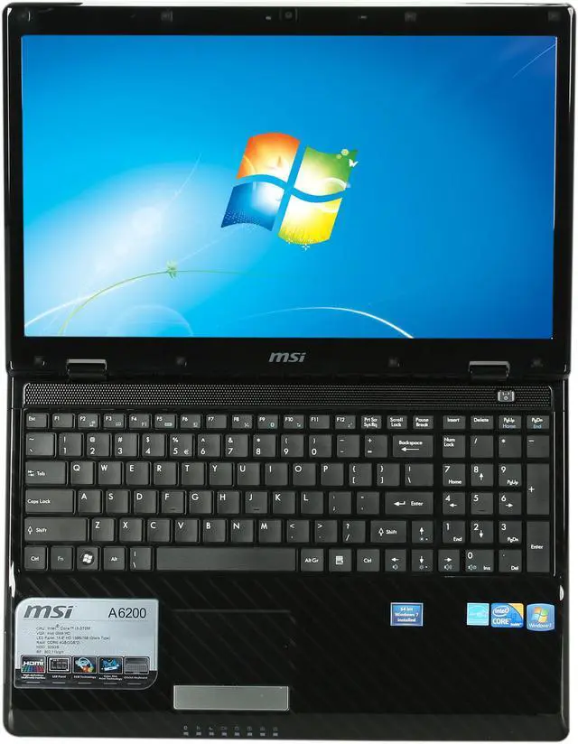 Alt view image 6 of 8 - MSI Laptop Intel Core i3-370M 4GB Memory 320GB HDD Intel HD Graphics 15.6" Windows 7 Home Premium 64-Bit A6200-461US