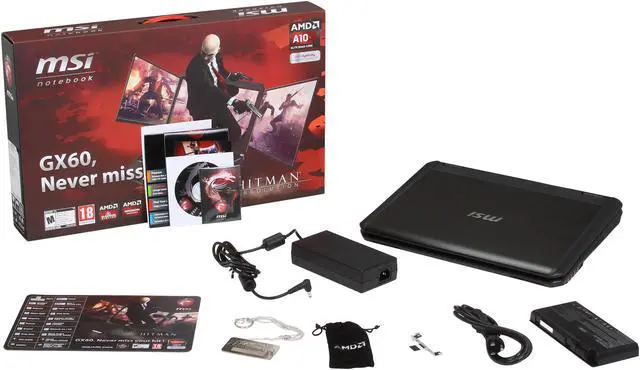 Alt view image 9 of 9 - MSI GX Series - 15.6" AMD Radeon HD 8970M - AMD A10-5750M  - 8GB Memory - - Windows 8 - Gaming Laptop - (GX60 3BE-240US )