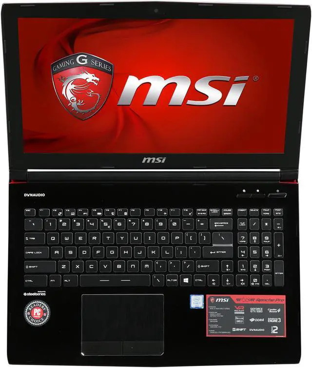 Alt view image 7 of 8 - MSI GE Series - 15.6" GeForce GTX 1060 - Intel Core i7-6700HQ - 16GB Memory - 256 GB SSD - Windows 10 Home 64-Bit - Gaming Laptop - IPS (GE62VR Apache Pro-086 )