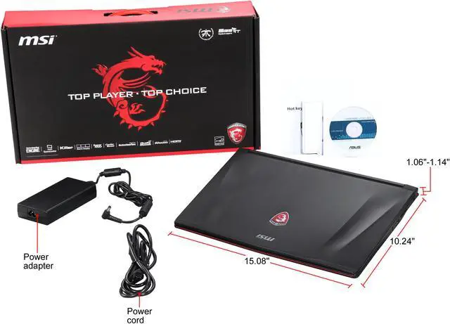 Alt view image 9 of 8 - MSI GE Series - 15.6" GeForce GTX 1060 - Intel Core i7-6700HQ - 16GB Memory - 256 GB SSD - Windows 10 Home 64-Bit - Gaming Laptop - IPS (GE62VR Apache Pro-086 )