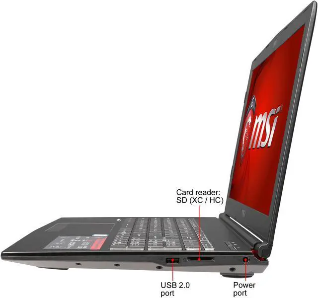 Alt view image 2 of 8 - MSI GP Series - 15.6" GeForce GTX 1060 - Intel Core i7-6700HQ  - 8GB Memory - - Windows 10 Home 64-Bit - Gaming Laptop - (GP62MVR Leopard Pro-248 )