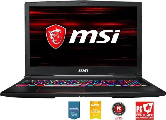 Main image of MSI GE Series GE63 Raider RGB-011 15.6" FHD GTX 1060 6 GB VRAM i7-8750H 16 GB Memory 256 GB SSD 1 TB HDD Windows 10 Home 64-bit RGB Keyboard Gaming Laptop