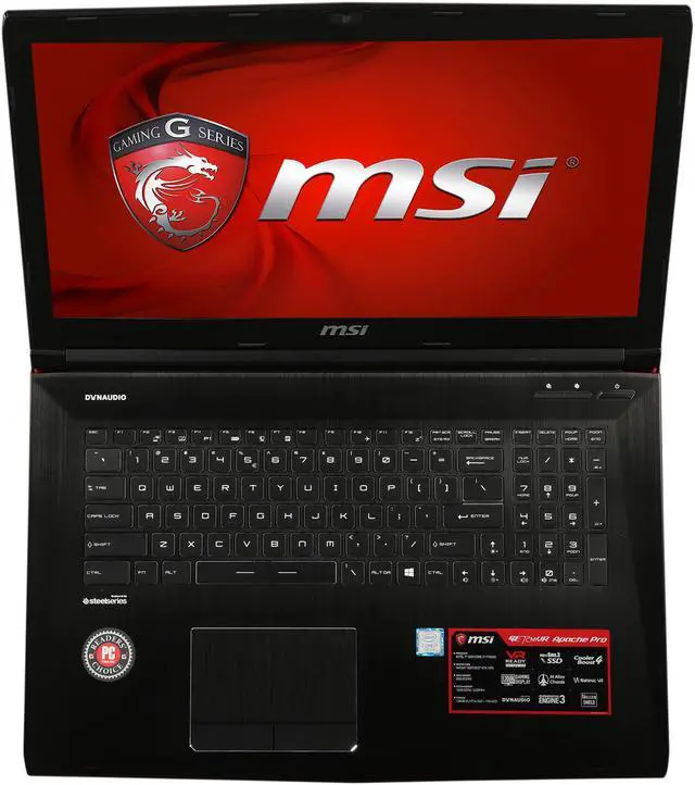 Alt view image 6 of 8 - MSI GE Series - 17.3" GeForce GTX 1070 - Intel Core i7-7700HQ - 16GB Memory - 128 GB NVMe SSD - Windows 10 Home 64-Bit - Gaming Laptop - 120 Hz (GE72MVR APACHE PRO-062 )