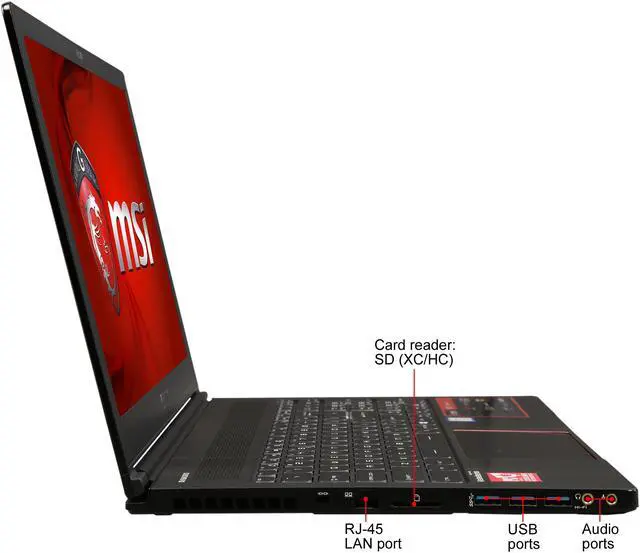 Alt view image 4 of 8 - MSI GS Series - 15.6" GeForce GTX 1060 - Intel Core i7-8750H  - 16GB Memory - 256 GB SSD - Windows 10 Home - Gaming Laptop - 60 Hz IPS (GS63 STEALTH-010 )