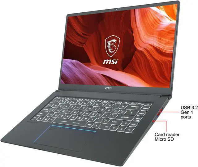 Alt view image 5 of 9 - MSI Laptop Intel Core i7-10710U 32GB Memory 1 TB NVMe SSD GeForce GTX 1650 15.6" 4K / UHD Non-Touch Screen Windows 10 Pro 64-bit Prestige 15 A10SC-010