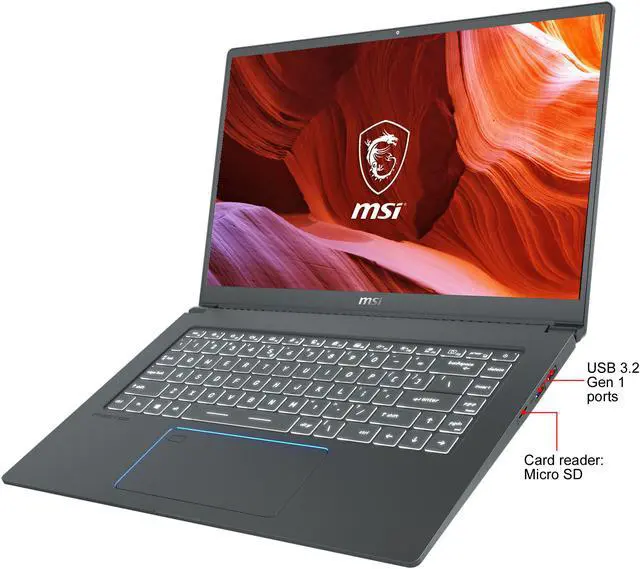 Alt view image 5 of 9 - MSI Laptop Prestige 15 A10SC-011 Intel Core i7 10th Gen 10710U (1.10 GHz) 16 GB Memory 512 GB NVMe SSD NVIDIA GeForce GTX 1650 15.6" Windows 10 Pro 64-bit