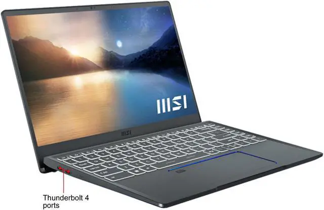 Alt view image 2 of 9 - MSI Laptop Prestige 14 EVO Intel Core i5 11th Gen 1135G7 (2.40GHz) 16 GB LPDDR4X Memory 512 GB NVMe SSD Intel Iris Xe Graphics 14.0" Windows 10 Home 64-bit Prestige 14 EVO A11M-221