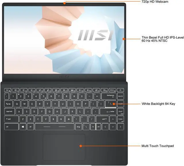 Alt view image 4 of 5 - MSI Laptop Intel Core i7-1165G7 16GB Memory 1 TB NVMe SSD NVIDIA GeForce MX450 14.0" Non-Touch Screen Windows 10 Pro 64-bit Modern 14 B11SB-083