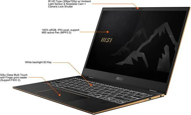 Alt view image 4 of 20 - MSI Laptop Summit E13Flip Evo A11MT-025CA Intel Core i7 11th Gen 1185G7 (3.00 GHz) 16 GB Memory 512 GB PCIe SSD Intel Iris Xe Graphics 13.4" Touchscreen Windows 10 Pro 64-bit