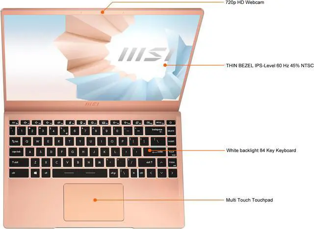 Alt view image 5 of 10 - MSI Laptop Intel Core i5-1135G7 8GB Memory 512 GB NVMe SSD Intel Iris Xe Graphics 14.0" Non-Touch Screen Windows 10 Home 64-bit Modern 14 B11MO-209