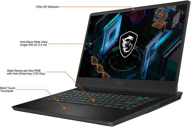 Alt view image 4 of 19 - MSI GP Series - 15.6" 240 Hz - Intel Core i7 11th Gen 11800H (2.30GHz) - NVIDIA GeForce RTX 3080 Laptop GPU - 16 GB DDR4 - 1 TB NVMe SSD - Windows 10 Home 64-bit - Gaming Laptop (GP66 Leopard 11UH-032 )