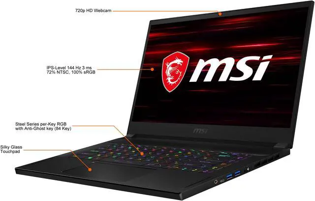 Alt view image 5 of 15 - MSI GS66 Stealth 10SE-684 - 15.6" - Intel Core i7-10750H - GeForce RTX 2060 - 16 GB Memory - 512 GB SSD - Windows 10 Home - Gaming Laptop