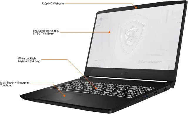 Alt view image 3 of 19 - MSI WF 66 Series Mobile Workstation Intel Core i7 11th Gen 11800H (2.30GHz) 16GB Memory 512 GB NVMe SSD NVIDIA T1200 15.6" Windows 10 Pro 64-bit WF66 11UI-268US