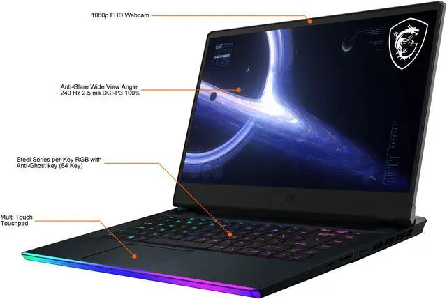Alt view image 3 of 20 - MSI GE Series GE66 Raider 11UG-068 15.6" 240 Hz Intel Core i9 11th Gen 11980HK (2.60 GHz) NVIDIA GeForce RTX 3070 Laptop GPU 32 GB Memory 1 TB NVMe SSD Windows 10 Home 64-bit Gaming Laptop