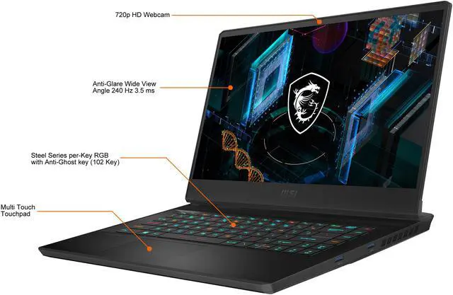 Alt view image 4 of 20 - MSI GP Series GP66 11UH-035CA Leopard 15.6" 240 Hz Intel Core i7 11th Gen 11800H (2.30 GHz) NVIDIA GeForce RTX 3080 Laptop GPU 32 GB Memory 1 TB PCIe SSD Windows 10 Home 64-bit Gaming Laptop