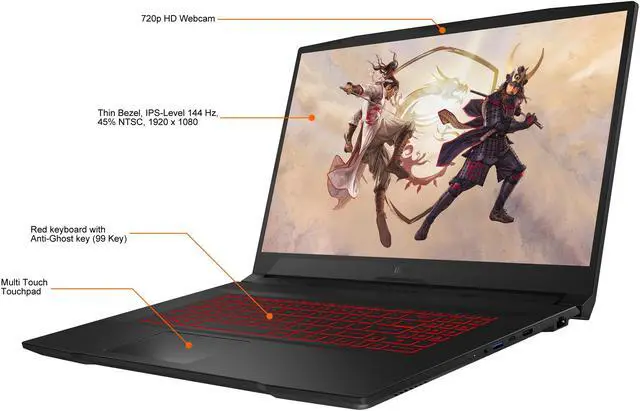 Alt view image 2 of 19 - MSI GF Series Katana GF76 11UC-052CA 17.3" 144 Hz IPS Intel Core i7 11th Gen 11800H (2.30 GHz) NVIDIA GeForce RTX 3050 Laptop GPU 16 GB Memory 512 GB PCIe SSD Windows 10 Home 64-bit Gaming Laptop