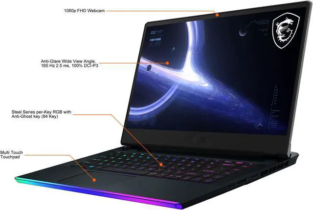 Alt view image 3 of 20 - MSI GE Series GE66 Raider 11UG-271 15.6" 165 Hz Intel Core i9 11th Gen 11980HK (2.60 GHz) NVIDIA GeForce RTX 3070 Laptop GPU 32 GB Memory 1 TB NVMe SSD Windows 10 Home 64-bit Gaming Laptop