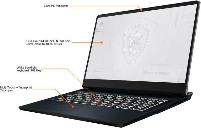 Alt view image 3 of 20 - MSI WE 76 Series Mobile Workstation Intel Core i9 11th Gen 11980HK (2.60GHz) 64GB Memory 1 TB NVMe SSD NVIDIA RTX A5000 17.3" Windows 10 Pro 64-bit WE76 11UM-458
