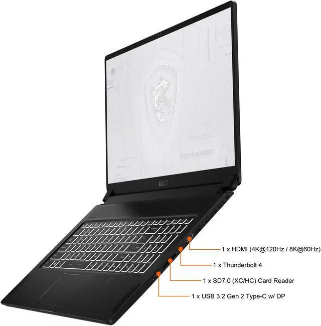 Alt view image 6 of 18 - MSI WS 76 Series Mobile Workstation Intel Core i7 11th Gen 11800H (2.30GHz) 32GB Memory 1 TB NVMe SSD NVIDIA RTX A3000 17.3" Windows 10 Pro 64-bit WS76 11UK-470