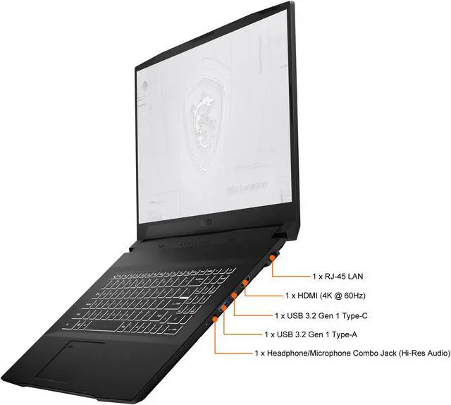Alt view image 5 of 18 - MSI WF 76 Series Mobile Workstation Intel Core i7 11th Gen 11800H (2.30GHz) 16GB Memory 1 TB NVMe SSD NVIDIA RTX A2000 17.3" Windows 10 Pro 64-bit WF76 11UJ-299