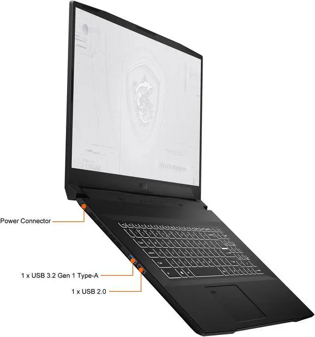 Alt view image 6 of 18 - MSI WF 76 Series Mobile Workstation Intel Core i7 11th Gen 11800H (2.30GHz) 16GB Memory 1 TB NVMe SSD NVIDIA RTX A2000 17.3" Windows 10 Pro 64-bit WF76 11UJ-299