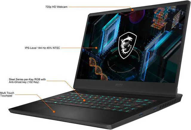 Alt view image 3 of 19 - MSI GP Series - 15.6" GeForce RTX 3080 Laptop GPU - Intel Core i7-11800H  - 16GB Memory - 512 GB NVMe SSD - Windows 10 Home 64-bit - Gaming Laptop - 144 Hz IPS (GP66 Leopard 11UH-444 )