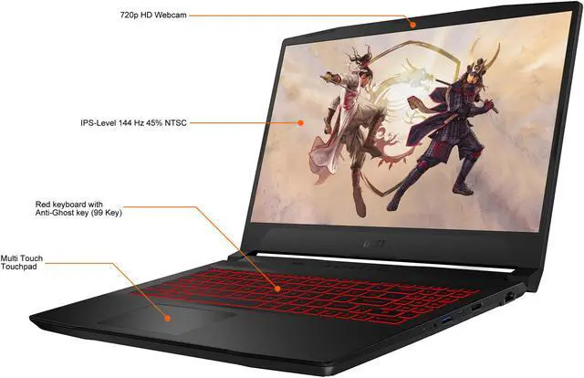 Alt view image 4 of 20 - MSI - 15.6" GeForce RTX 3050 Ti Laptop GPU - Intel Core i7-11800H  - 16GB Memory - 1 TB NVMe SSD - Windows 10 Home 64-bit - Gaming Laptop - 144 Hz IPS (Katana GF66 11UD-600 )
