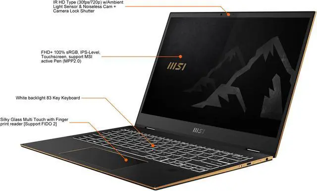 Alt view image 3 of 20 - MSI Summit E13FlipEvo Intel Core i5 11th Gen 1155G7 (2.50GHz) 16GB Memory 512 GB NVMe SSD Intel Iris Xe Graphics 13.4" Touchscreen 1920 x 1200 Convertible 2-in-1 Laptop Windows 10 Home 64-bit A11MT-234