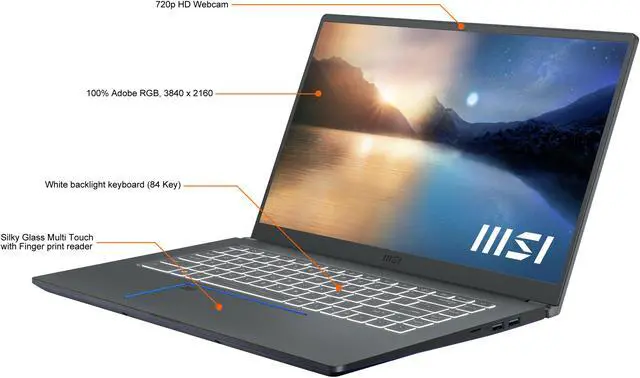 Alt view image 3 of 20 - MSI Laptop Intel Core i7-1195G7 32GB Memory 1 TB NVMe SSD GeForce GTX 1650 Max-Q 15.6" 4K / UHD Non-Touch Screen Windows 10 Pro 64-bit Prestige 15 A11SC-045