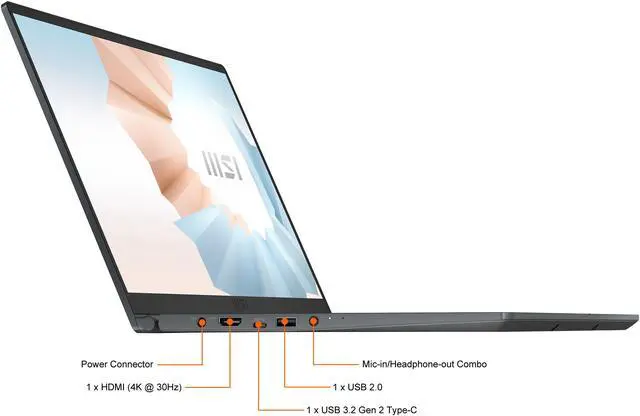 Alt view image 8 of 20 - MSI Laptop Intel Core i7-1195G7 8GB Memory 1 TB NVMe SSD Intel Iris Xe Graphics 15.6" Non-Touch Screen Windows 10 Home 64-bit Modern 15 A11MU-652