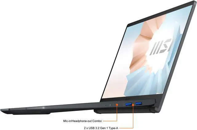 Alt view image 5 of 20 - MSI Laptop Modern 14 Intel Core i5 11th Gen 1155G7 (2.50GHz) 8GB Memory 512 GB NVMe SSD Intel Iris Xe Graphics 14.0" Windows 10 Home 64-bit Modern 14 B11MOU-496