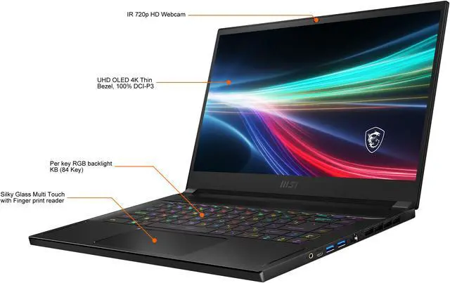 Alt view image 3 of 20 - MSI Creator 15 15.6" UHD 4K OLED Thin Bezel Intel Core i7 11th Gen 11800H (2.30GHz) 16 GB Memory 512 GB NVMe SSD NVIDIA GeForce RTX 3060 Laptop GPU Windows 10 Home 64-bit Creator 15 A11UE-491