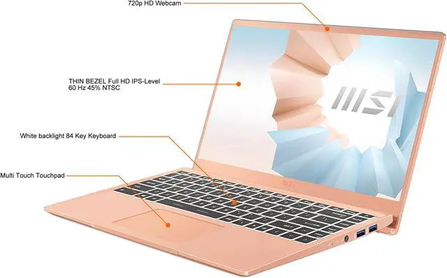 Alt view image 3 of 20 - MSI Laptop Intel Core i5-1155G7 8GB Memory 512 GB NVMe SSD Intel Iris Xe Graphics 14.0" Non-Touch Screen Windows 10 Home 64-bit (Free upgrade to Win 11) Modern 14 B11MO-857