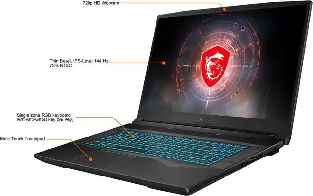 Alt view image 4 of 14 - MSI - 17.3" GeForce RTX 3050 Laptop GPU - Intel Core i7-11800H  - 16GB Memory - 512 GB NVMe SSD - Windows 11 Home 64-bit - Gaming Laptop - 144 Hz IPS (Crosshair 17 A11UCK-646 )