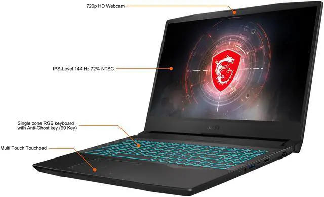 Alt view image 4 of 14 - MSI - 15.6" GeForce RTX 3050 Ti Laptop GPU - Intel Core i7-11800H  - 8GB Memory - 512 GB NVMe SSD - Windows 11 Home 64-bit - Gaming Laptop - 144 Hz IPS (Crosshair 15 A11UDK-1099 )