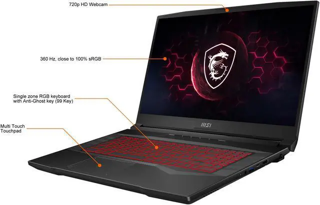 Alt view image 4 of 20 - MSI GL Series - 17.3" 360 Hz - Intel Core i9 12th Gen 12900H (2.50GHz) - NVIDIA GeForce RTX 3060 Laptop GPU - 16 GB DDR4 - 512 GB PCIe SSD - Windows 11 Home 64-bit - Gaming Laptop (Pulse GL76 12UEK-207CA )